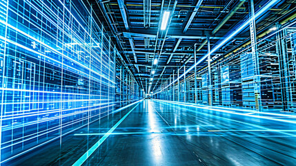 Obraz premium Technology in Server Room, Connectivity and Networking, Data Storage and Security, Modern Infrastructure