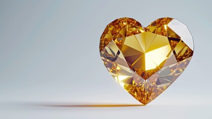 Fototapeta premium Shiny golden heart shaped diamond