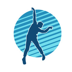 Silhouette of a slim man dancing pose. Silhouette of a male dancer in action pose.