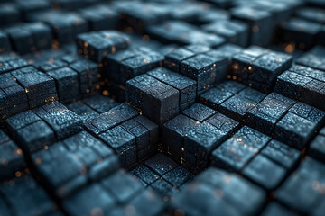 blockchain cube, lines symbolizing the simplicity and security of distributed trust networks