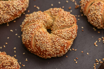 homemade bagels with sesame seeds in the kitchen 1