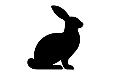 Rabbit silhouette. Easter Bunny. Isolated on white background. Cute animal. Simple black icon of hare. Ideal for logo, emblem, pictogram, print, design element for greeting card, invitation
