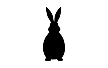 Black Rabbit silhouette. Easter Bunny. Isolated on a white background. A simple black icon of hare. Cute animal. Ideal for logo, emblem, pictogram, print, design element for greeting card, invitation