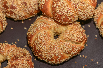 homemade bagels with sesame seeds in the kitchen 2