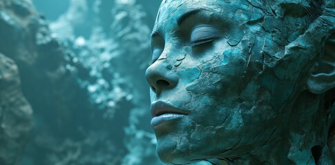 Mannequins in front of a black background, in the style of futuristic digital art