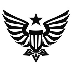 Wings and shield, military symbol