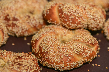 homemade bagels with sesame seeds in the kitchen 3