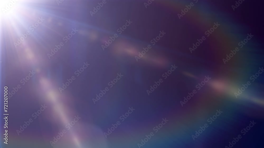 Poster loop top left gold blue optical flare ray shine light on black abstract background. effect element 3