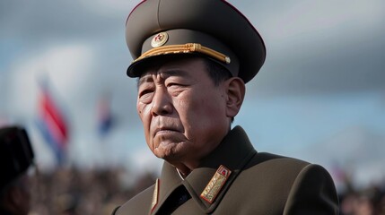 North Korean General in Uniform - obrazy, fototapety, plakaty