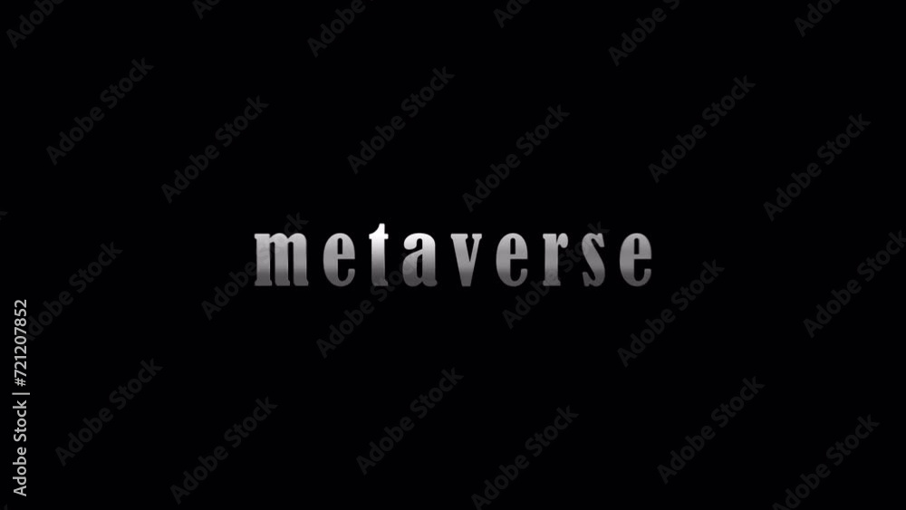 Poster 4K 3D Metaverse silver text title with effect animation on black abstract background. Isolated using QuickTime Alpha Channel ProRes 4444