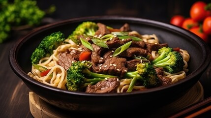 Stir noodles with vegetables and spices in the bowl.