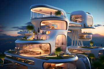 Futuristic Smart House Building