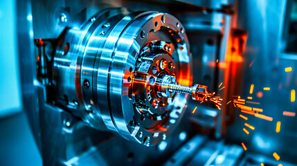 Fototapeta premium Industrial Machinery in Steel Factory, Manufacturing Equipment, Engineering and Processing