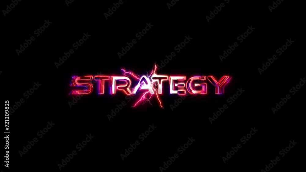 Poster strategy glow pink neon abstract lightning text animation on black abstract background
