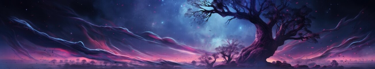 Enchanted Forest of an Alien World with Celestial Moons in the Sky - Generative AI