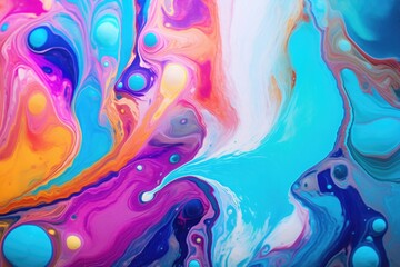 Vibrant colorful abstract fluid painting background.