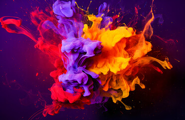 Abstract colorful explosion of paint in water on black background. Abstract background for design.