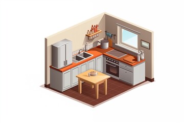 kitchen room isometric 