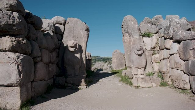 Lion gate in Hattusa, capital of the Hittite Civilization - Corum, Turkey
