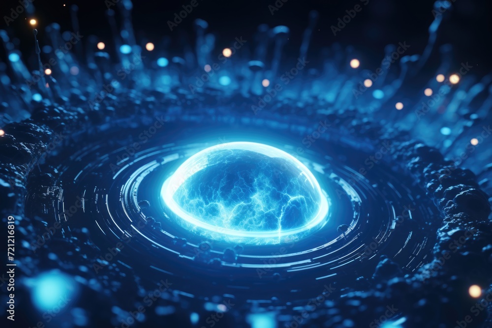 Aufkleber scifi 3d rendering of glowing particles in space
