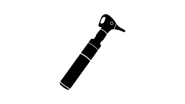 otoscope emblem, black isolated silhouette