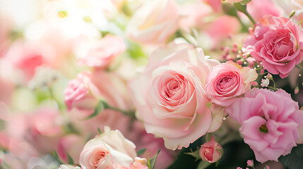 Delicate blooming festive light pink roses
