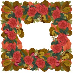 Vintage frame of flowers on a white background. Vintage flowers. Beautiful flower frames. Vintage tropical plants