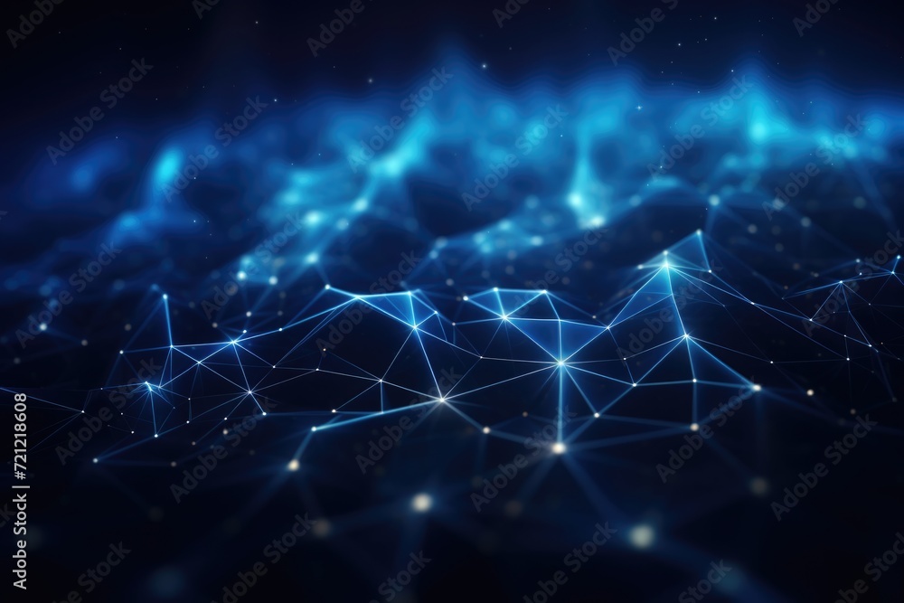 Poster abstract wave shape on lowpolygonal background for cyberspace design.