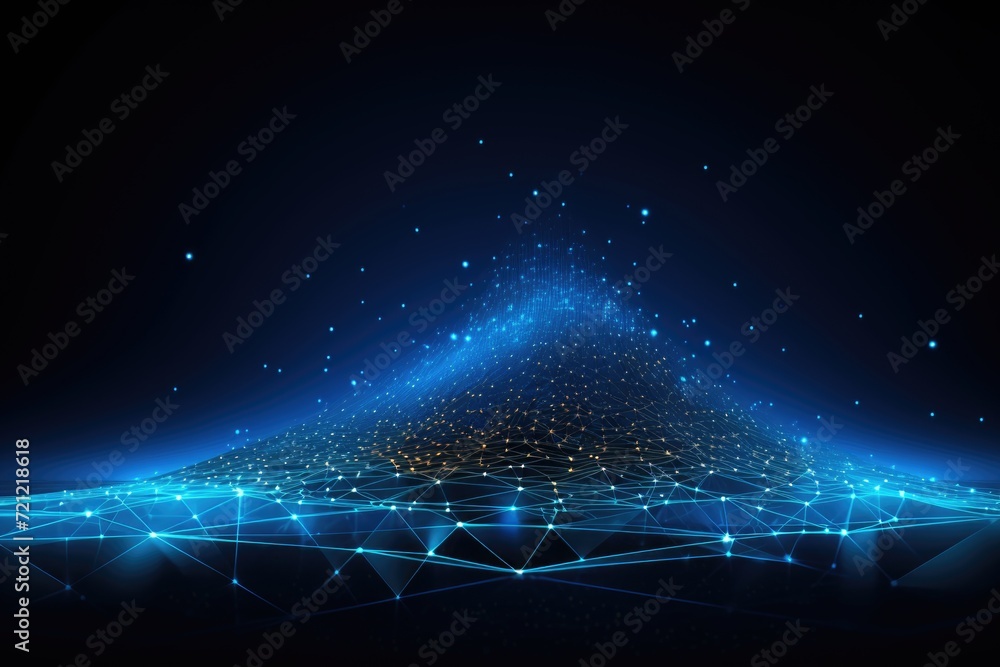 Poster abstract wave shape on lowpolygonal background for cyberspace design.