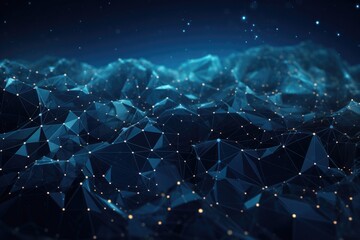 Naklejka premium Abstract wave shape on lowpolygonal background for cyberspace design.