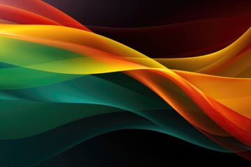 Black history month banner.  red yellow and green colors of Africa waves on a dark background.. African flag
