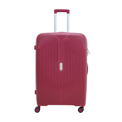 Transparent red Luggage. Red suitcase isolated on white