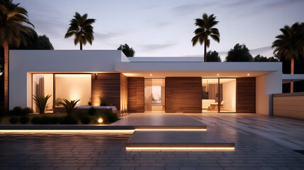 Fototapeta premium Modern House with Clean Lines and Spacious Lawn
