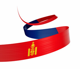 3d Flag Of Mongolia 3d Shiny Waving Ribbon Flag Isolated On White Background 3d Illustration