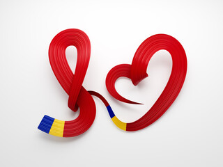 3d Flag Of Moldova Heart Shape Shiny Wavy Awareness Ribbon Flag On White Background 3d Illustration