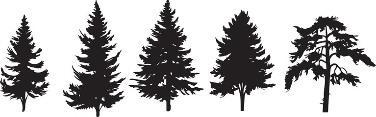 A set of Christmas trees. Hand drawn vector illustration	 - obrazy, fototapety, plakaty