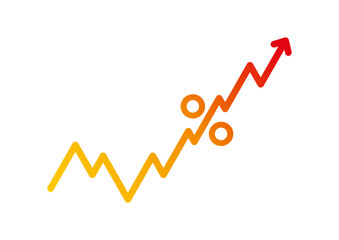 growth concept with percent symbol with arrow sign. graphic concept with percent symbol for success, economy, business. arrow bar chart