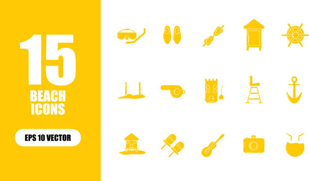 Beach Icon Illustration Collection Set