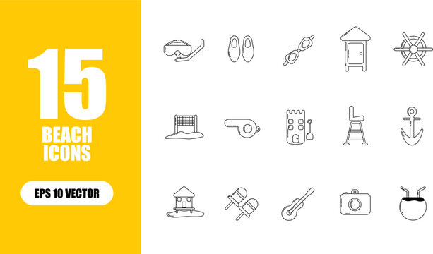 Beach Icon Illustration Collection Set