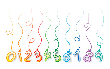 hanging colorful numbers. dangling numbers