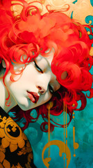 Portrait de jeune femme avec les cheveux rouges