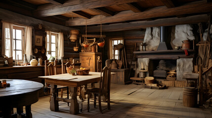 Cozy Rustic Kitchen | Warm and inviting rustic kitchen with wooden beams, brick accents, and vintage decor 
