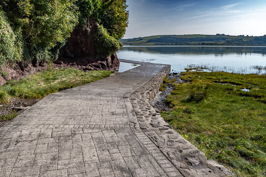 Laugharne And Taf Estuary Near Laugharne Caste And Hut Of Poet Dylan Thomas In Carmarthenshire In Wales, United Kingdom