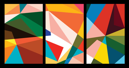 Obraz premium Vector colorful abstract geometric poster for Summer 2024