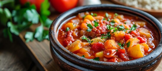 Delicious Seasonal Stew with Tomatoes and Paprika - A Savory Seasonal Stew Packed with Juicy Tomatoes and a Touch of Paprika for a Burst of Flavor