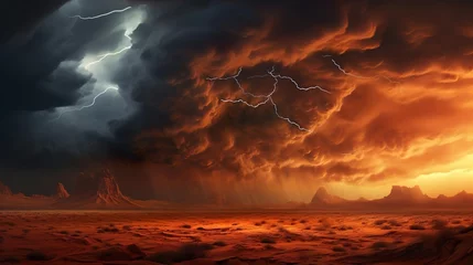 Foto op Canvas Dramatic view of heavy thunder storm coming over © Yzid ART