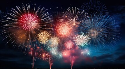 Firework explosion in the night sky celebrating