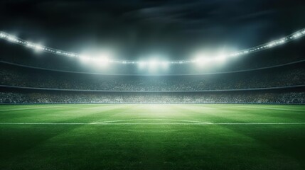 Football stadium arena for match with spotlight