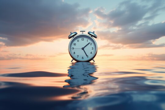 Water clock reflects time limit concept in business lifestyle.