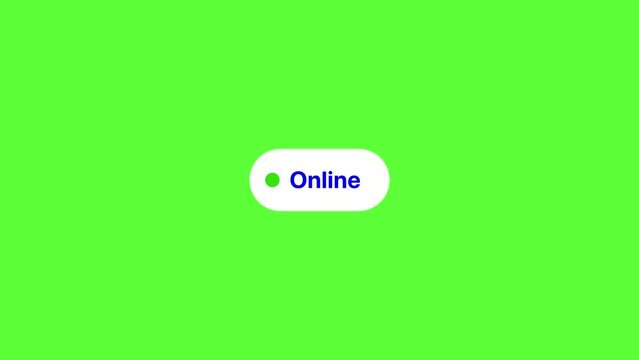 4K motion graphics animation of online and offline button on chroma key green screen background.